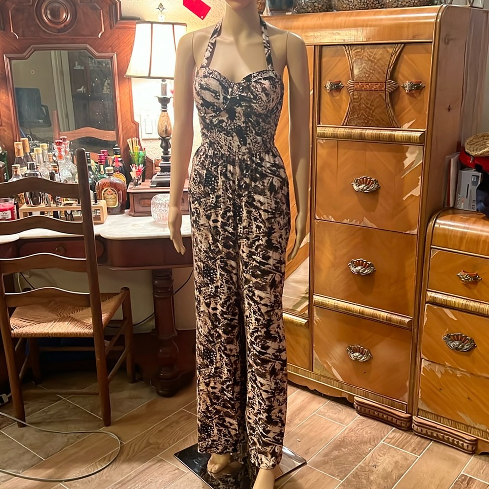 Cream, Tan and Brown BOHO Abercrombie and Fitch jumpsuit